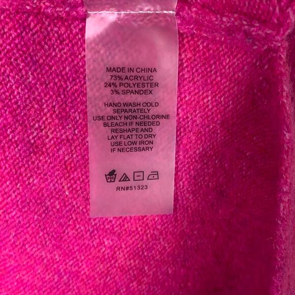 Vince Camuto Hot Pink Cozy Soft Boxy Crew Neck Sweater Plus Size 1X - Picture 5 of 6